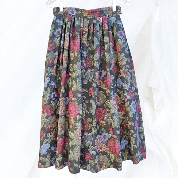 Geiger Skirts Vintage Geiger Wool Floral Maxi Skirt Made In Austria